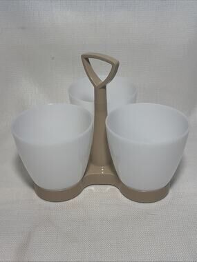 Vintage Tupperware 757-1 Caddy Server No Lids or Spoons White Tan Plastic